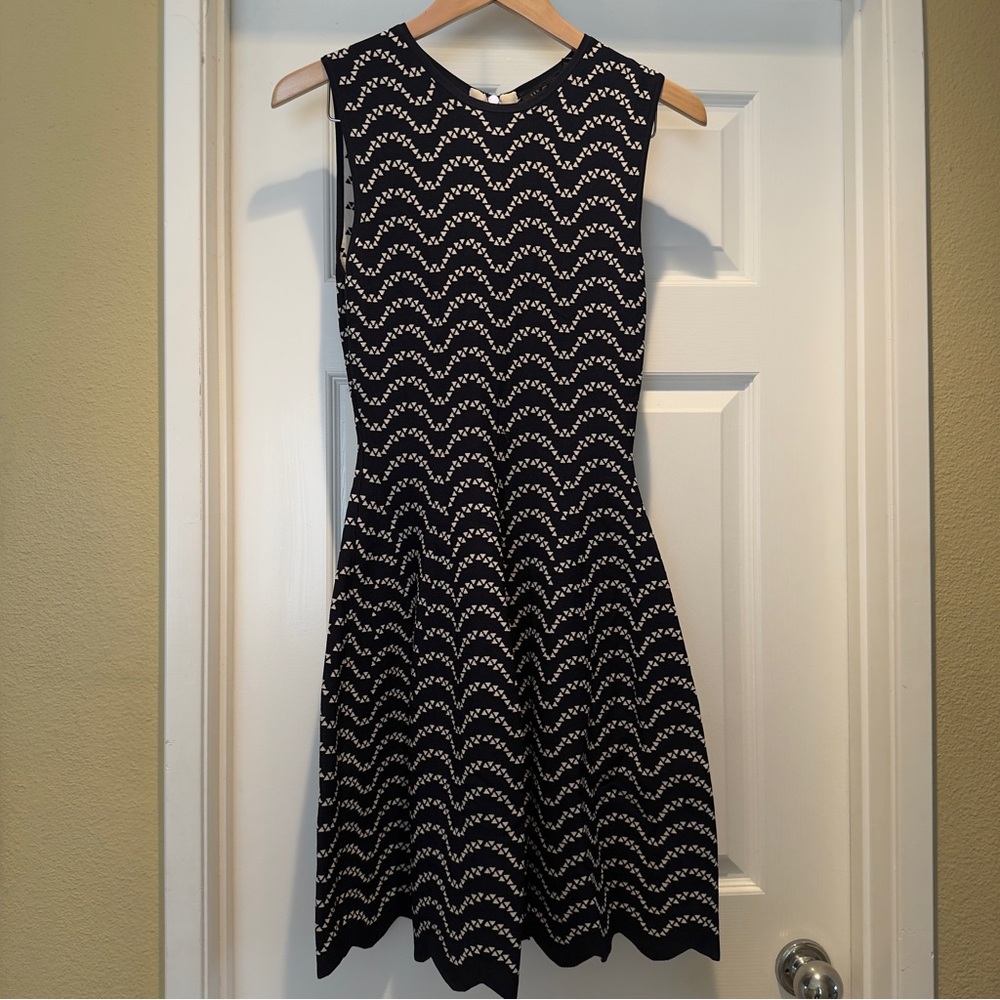 Ted Baker London Bryena Jacquard Fit-and-Flare Navy Mini Dress Size 2 - Picture 3 of 14